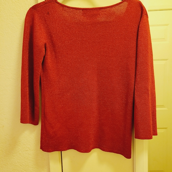 **BLING SALE** V-Neck Sweater with Jewel Neckline - Picture 2 of 3